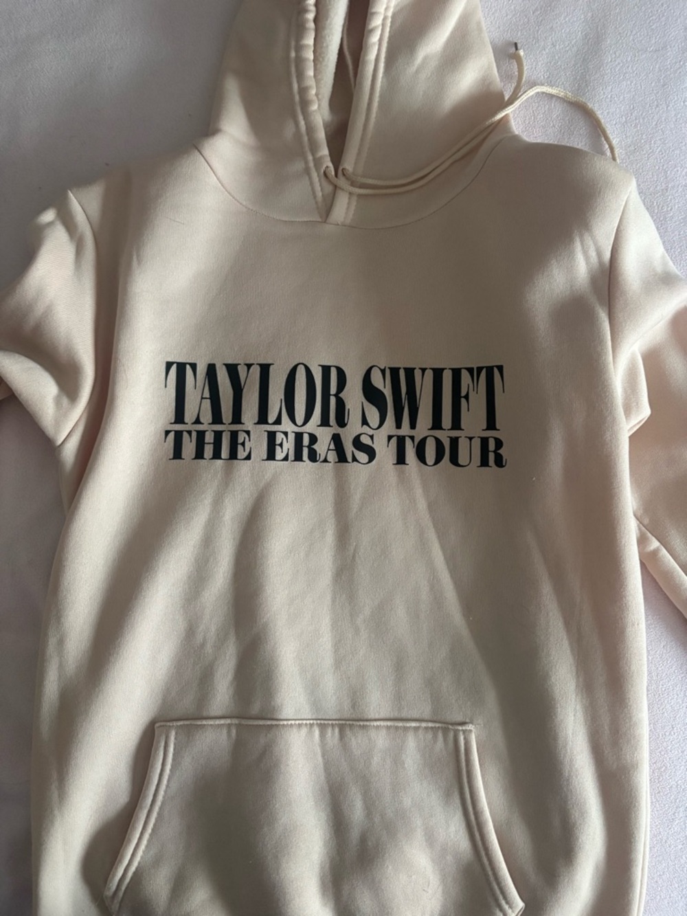 Taylor Swift Cream Hoodie with Black Tour Logo